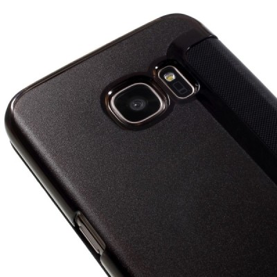 Samsung Galaxy S7 (G930) View Window atvēramais melns maciņš / Vacins.lv