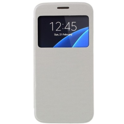 Samsung Galaxy S7 (G930) View Window atvēramais balts maciņš / Vacins.lv