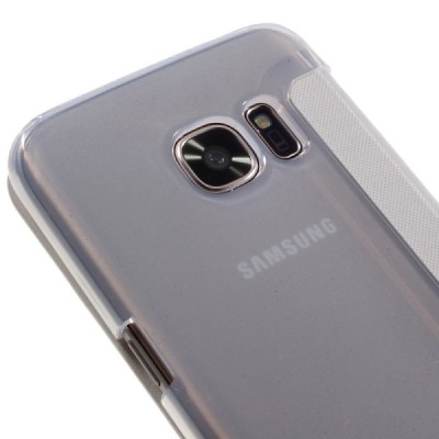 Samsung Galaxy S7 (G930) View Window atvēramais balts maciņš / Vacins.lv