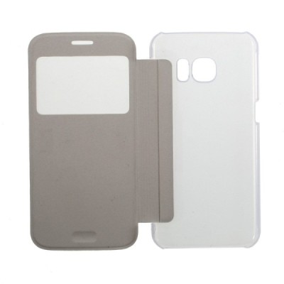 Samsung Galaxy S7 (G930) View Window atvēramais balts maciņš / Vacins.lv