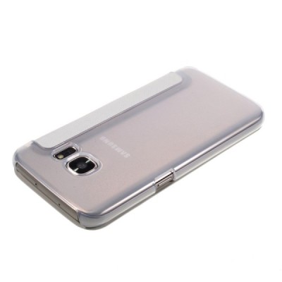 Samsung Galaxy S7 (G930) View Window atvēramais balts maciņš / Vacins.lv