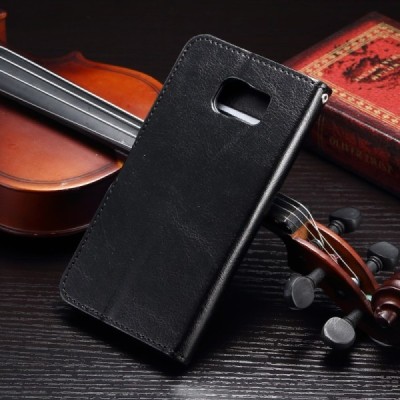 Samsung Galaxy S7 (G930) atverčiamas juodas odinis dėklas - piniginė / Priedai.lt