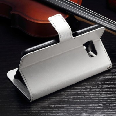 Samsung Galaxy S7 (G930) atverčiamas baltas odinis dėklas - piniginė / Priedai.lt