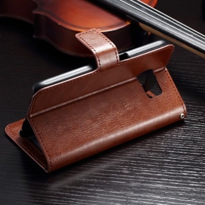 Samsung Galaxy S7 (G930) atvēramais ādas brūns maciņš (maks) / Vacins.lv