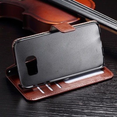 Samsung Galaxy S7 (G930) atvēramais ādas brūns maciņš (maks) / Vacins.lv