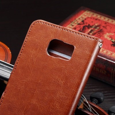 Samsung Galaxy S7 (G930) atvēramais ādas brūns maciņš (maks) / Vacins.lv