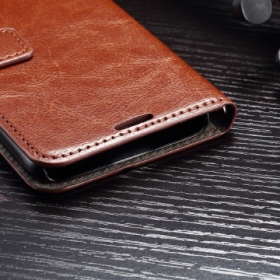 Samsung Galaxy S7 (G930) atvēramais ādas brūns maciņš (maks) / Vacins.lv