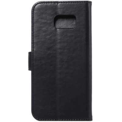 Samsung Galaxy S7 atverčiamas juodas odinis retro dėklas - piniginė / Priedai.lt