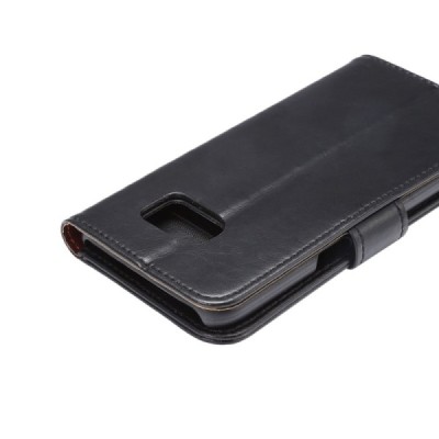 Samsung Galaxy S7 atverčiamas juodas odinis retro dėklas - piniginė / Priedai.lt