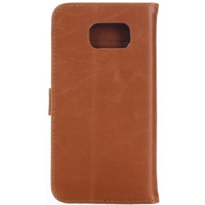 Samsung Galaxy S7 atverčiamas šviesiai rudas odinis retro dėklas - piniginė / Priedai.lt
