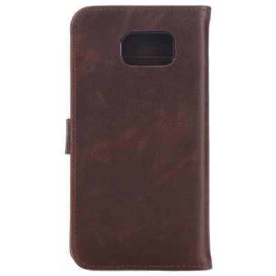 Samsung Galaxy S7 atvēramais ādas tumši brūns retro maciņš (maks) / Vacins.lv