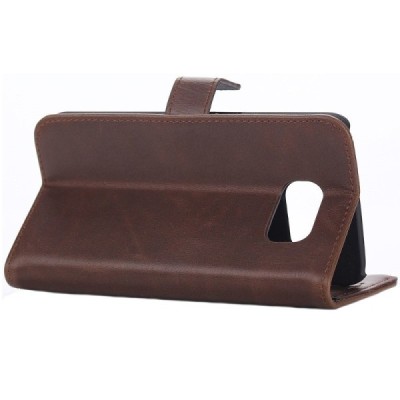 Samsung Galaxy S7 atvēramais ādas tumši brūns retro maciņš (maks) / Vacins.lv