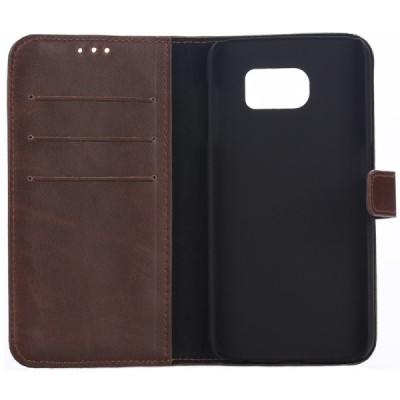 Samsung Galaxy S7 atvēramais ādas tumši brūns retro maciņš (maks) / Vacins.lv
