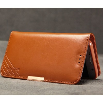 „Kalaideng“ Royale atverčiamas rudas odinis Samsung Galaxy S7 (G930) dėklas / Priedai.lt