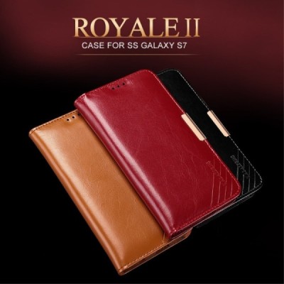 „Kalaideng“ Royale atverčiamas rudas odinis Samsung Galaxy S7 (G930) dėklas / Priedai.lt