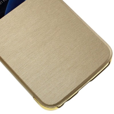 Samsung Galaxy S7 (G930) View Window atvēramais zelta maciņš / Vacins.lv