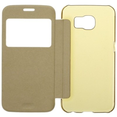 Samsung Galaxy S7 (G930) View Window atvēramais zelta maciņš / Vacins.lv