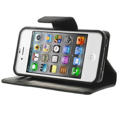 Mercury Sonata iPhone 4 / 4S atvērams melns ādas maciņš / Vacins.lv