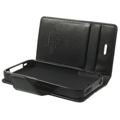 Mercury Sonata iPhone 4 / 4S atvērams melns ādas maciņš / Vacins.lv