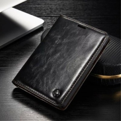 BlackBerry Passport Q30 „CaseMe“ solīds atvēramais ādas melns maciņš - maks / Vacins.lv