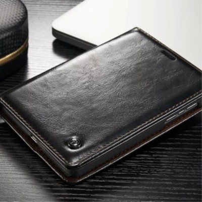 BlackBerry Passport Q30 „CaseMe“ solidus atverčiamas juodas odinis dėklas - knygutė / Priedai.lt