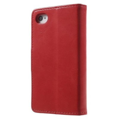 Mercury Blue Moon iPhone 4 / 4S atvērams sarkans ādas maciņš / Vacins.lv