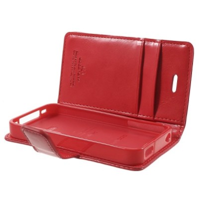 Mercury Blue Moon iPhone 4 / 4S atvērams sarkans ādas maciņš / Vacins.lv