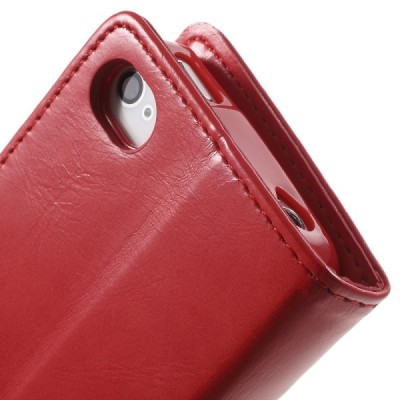 Mercury Blue Moon iPhone 4 / 4S atvērams sarkans ādas maciņš / Vacins.lv