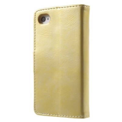 Mercury Blue Moon iPhone 4 / 4S atvērams zelta ādas maciņš / Vacins.lv