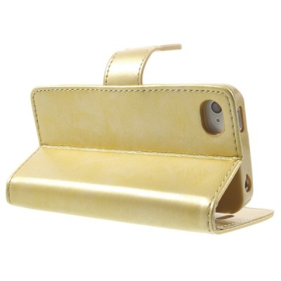 Mercury Blue Moon iPhone 4 / 4S atvērams zelta ādas maciņš / Vacins.lv