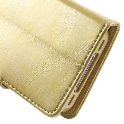 Mercury Blue Moon iPhone 4 / 4S atvērams zelta ādas maciņš / Vacins.lv