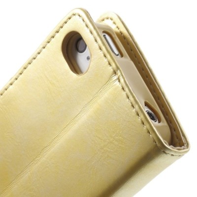 Mercury Blue Moon iPhone 4 / 4S atvērams zelta ādas maciņš / Vacins.lv