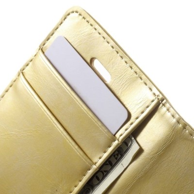 Mercury Blue Moon iPhone 4 / 4S atvērams zelta ādas maciņš / Vacins.lv