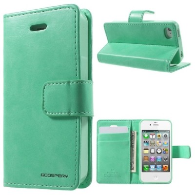 Mercury Sonata atverčiamas Apple iPhone 4 / 4S mėtinis odinis dėklas - piniginė / Priedai.lt