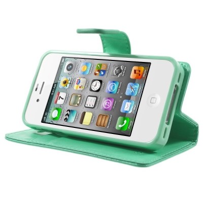 Mercury Sonata Apple iPhone 4 / 4S atvērams piparmētru ādas maciņš / Vacins.lv