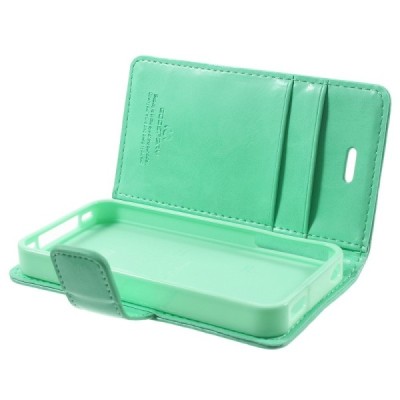 Mercury Sonata Apple iPhone 4 / 4S atvērams piparmētru ādas maciņš / Vacins.lv