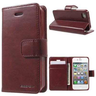 Mercury Sonata atverčiamas Apple iPhone 4 / 4S bordo odinis dėklas - piniginė / Priedai.lt