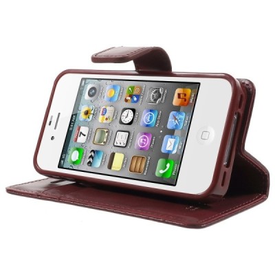 Mercury Sonata atverčiamas Apple iPhone 4 / 4S bordo odinis dėklas - piniginė / Priedai.lt