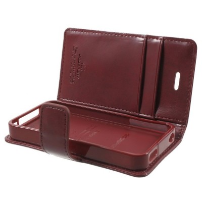 Mercury Sonata atverčiamas Apple iPhone 4 / 4S bordo odinis dėklas - piniginė / Priedai.lt