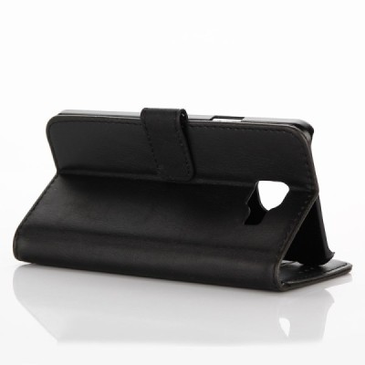 Samsung Galaxy A3 (2016) atvēramais ādas melns retro maciņš (maks) / Vacins.lv