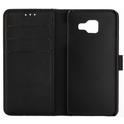 Samsung Galaxy A3 (2016) atvēramais ādas melns retro maciņš (maks) / Vacins.lv