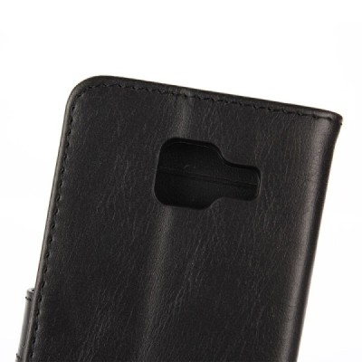Samsung Galaxy A3 (2016) atvēramais ādas melns retro maciņš (maks) / Vacins.lv