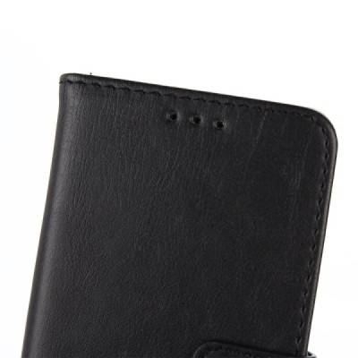 Samsung Galaxy A3 (2016) atvēramais ādas melns retro maciņš (maks) / Vacins.lv