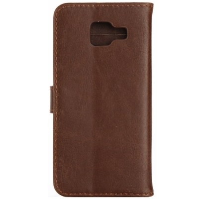 Samsung Galaxy A3 (2016) atverčiamas tamsiai rudas spalvos odinis retro dėklas - piniginė / Priedai.lt