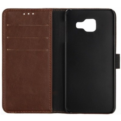 Samsung Galaxy A3 (2016) atverčiamas tamsiai rudas spalvos odinis retro dėklas - piniginė / Priedai.lt