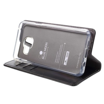 Mercury Blue Moon Samsung Galaxy A3 (2016) atvērams melns ādas maciņš / Vacins.lv