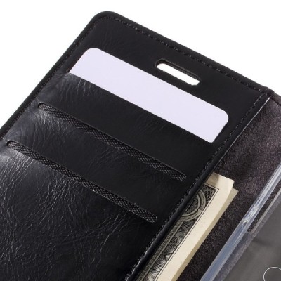 Mercury Blue Moon Samsung Galaxy A3 (2016) atvērams melns ādas maciņš / Vacins.lv