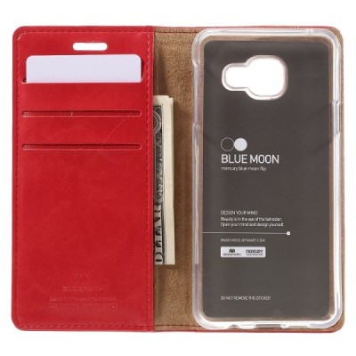 Mercury Blue Moon Samsung Galaxy A3 (2016) atvērams sarkans ādas maciņš / Vacins.lv