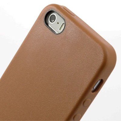 Apple iPhone SE (5, 5s) kieto silikono TPU šviesiai rudas dėklas - nugarėlė / Priedai.lt