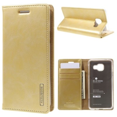 Mercury Blue Moon atverčiamas Samsung Galaxy A3 (2016) auksinis odinis dėklas - piniginė / Priedai.lt